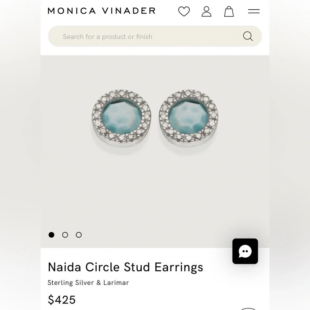 Monica Vinader Naida Circle Stud Earrings Diamond Pavé + Larimar Sterling Silver